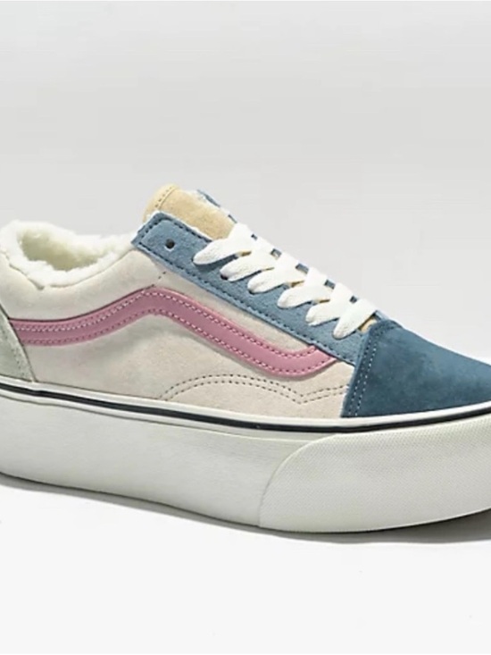 Vans Shoes - Vans Women's Old Skool Platform Sneaker - Cream, Pink & Blue